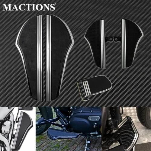 Motorcycle Front Rear Driver Floorboards Foot Pegs Brake Pedal Cover Black&Chrome For Harley Touring Electra Glide Softail Dyna