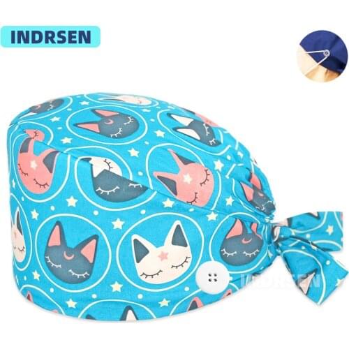 Cartoon Greys Anatomy Pet Hospital Surgeon Cap Dentist Cap Beauty Scrub Hats Cotton Female Medical Surgical Hat Nurse Caps