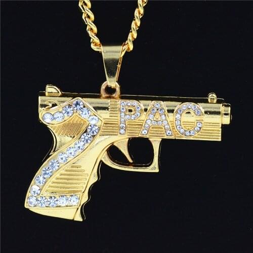 Europe and America hip hop Necklace mens Mini pistol pendant simple rifle modeling jewelry alloyCuban chain accessories pendant