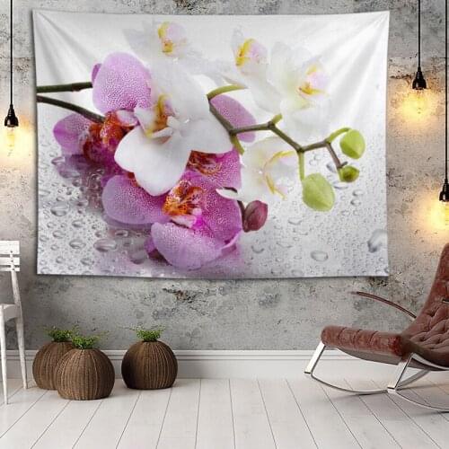 Hot Sale Custom Orchid Printed Tapestry Background Decorative Tapestry Various Sizes Wall Hanging Decor