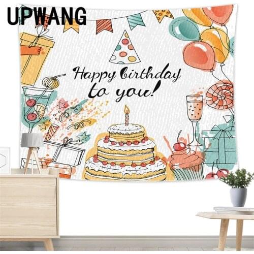 Happy Birthday Tapestry Wall Hanging Sandy Beach Picnic Rug Camping Tent Sleeping Pad Home Decor Bedspread Sheet Wall Cloth