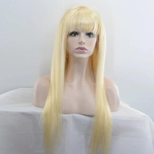 Mmuxuno Real Human Hair 13*4 Blonde Lace Frontal Wig with body hair 130% Density Brazilian straight Wigs Lace Front Wigs