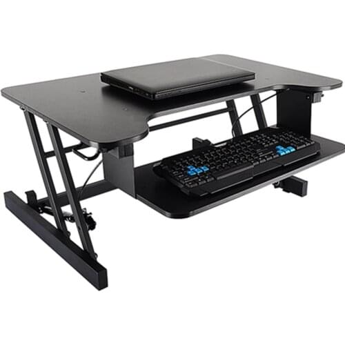 Height Adjustable Laptop+Monitor Standing Type Holder Air Spring Adjust Sit to Stand Notebook office Desk with Keyboard Tray