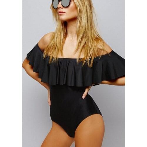 Kophia 2018 New Sexy Bikinis String Swimwear Ruffle Pure Color Bikini Set Flouncing Bathing Suits Pleated Women Swimwear