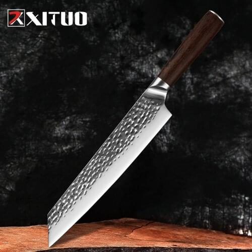 XITUO 9.5 inch Stainless Steel Chef Knife Wenge Handle Forging Anti-stick Sharp Cleaver Kitchen Knife Kiritsuke knife Cooking