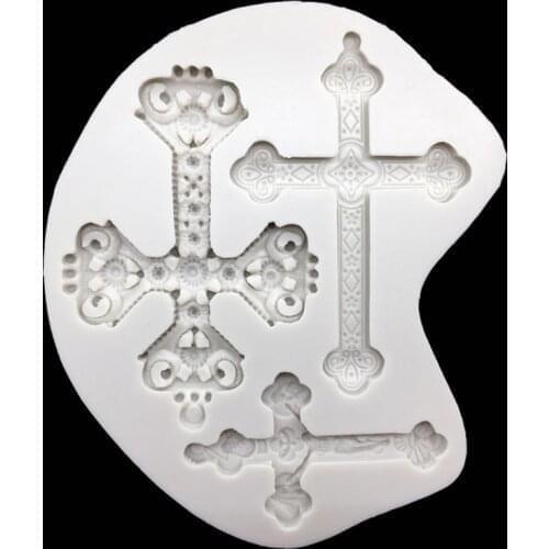 Wholesale 10 pcs Cross Silicone Mold Sugarcraft Chocolate Cupcake Baking Mold Fondant Cake Decorating Tools