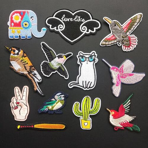 Birds Embroidery Patches Iron On Patch Embroidered Patchs Badge Appliques For Clothing Forest Stickers Backpack Bags