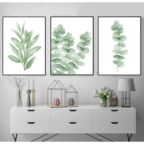 Nordic Style Green Plant Posters and Prints Watercolor Leaves Canvas Painting Decorative Wall Art Picture Modern Home Decoration