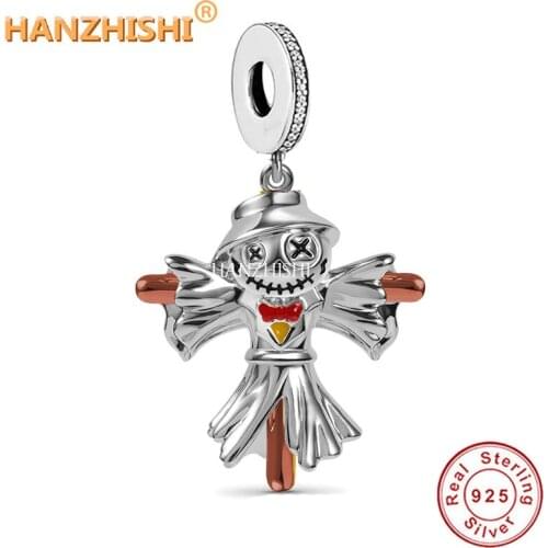 Authentic 925 Sterling Silver Shiny Scarecrow Dangle Beads Charm Fit Original Pandora Bracelet Bangle Necklace Jewelry Making