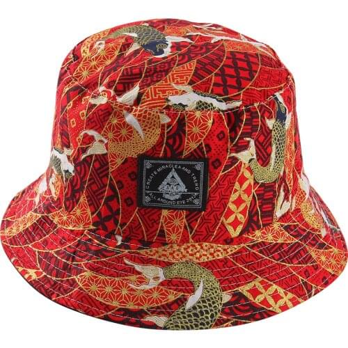 Bronzing Embroidery Fisherman Hats Men Women Japanese Retro National Style Double-sided 56-58CM Cotton High Quality Flat Hats