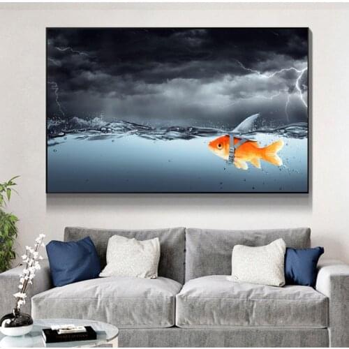Modern Creative Art Canvas Picture Abstract Fish Painting Wall Art Animal Posters And Prints For Living Room Home Decor No Frame