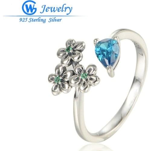 GW Jewelry Cz Flower Rings 925 Sterling Silver Jewelry Engagement Rings For Women Silver Wedding Ring kit Beads RIPY022H20