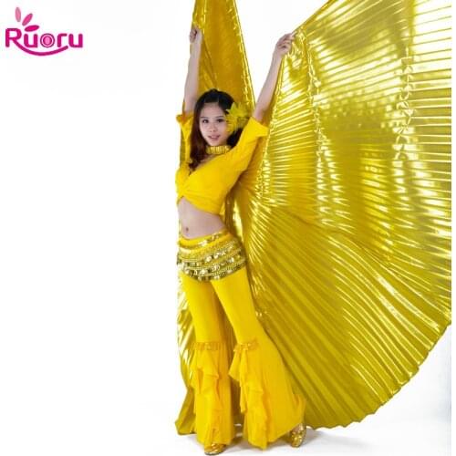 Ruoru Women Kids Girls Belly Dance Isis Wings Gold Belly Dance Wings Bellydance Costume Egyptian Oriental Dance Without Sticks