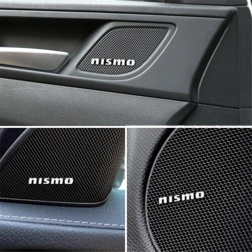 10pcs 3D aluminum speaker stereo speaker badge emblem Sticker for Nissan Nismo X-trail Almera Qashqai Tiida Accessories