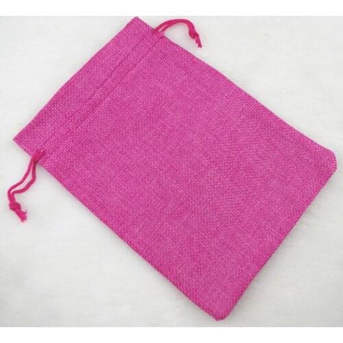 13x18cm10pcs pink linen jute bag drawstring necklace jewelry package bag gift bag Wedding packaging bag