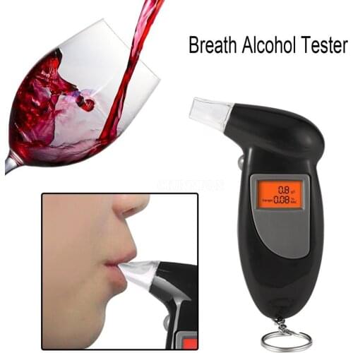 200Pcs/Lot Quick Response Professional LCD Alcohol Tester Digital Alcohol Detector Breathalyzer Alcotester With Mouth Piece