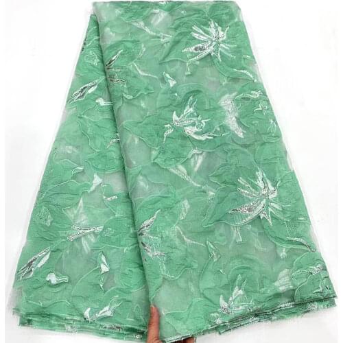 2021 Latest Gold African Jacquard Lace Fabric French Lace Embroidery Nigerian Guinea Brocade Fabric for Wedding Dress Hmd20101