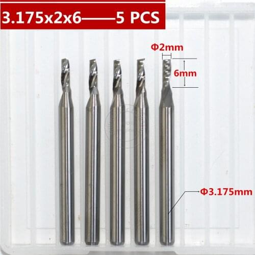 5 PCS-3.175mm*2.0mm*6mm,CNC wood tool,carbide End Mill,woodworking insert router bit,1 flute end mill,MDF,PVC,Acrylic