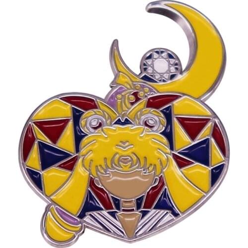 Anime Lovers Accessories Sailor Girl Tsukino Usagi And Magic wand Cartoon Metal Enamel Lapel Clothes Coats Bag Badge Brooch Pin