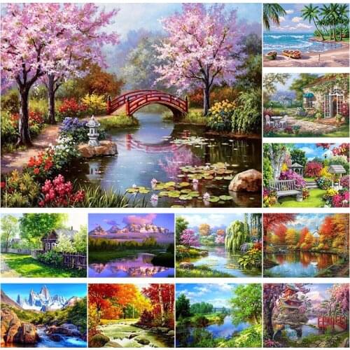 DIY Scenery 5D Diamond Painting Kit Full Round Drill Cross Stitch Set Crystal Home Decor Hotel Wall Decorative