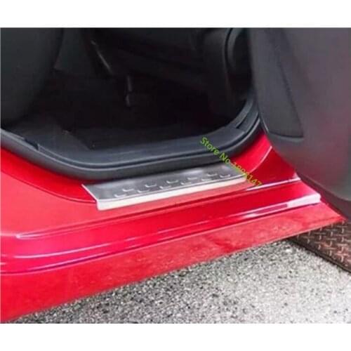 Car Stainless Steel Pedal Door Sill Scuff Plate Cover External Threshold 4pcs For Mazda2 Mazda 2 Demio 2015 2016 2017 2018