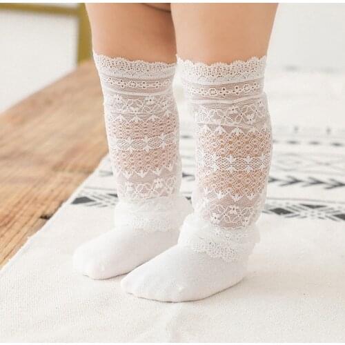 Kids Cotton Lace Knee High Socks Girls Toddler Summer Mesh Thin Newborn Infant Cute Princess Ruffle Long Sock Baby Accessories