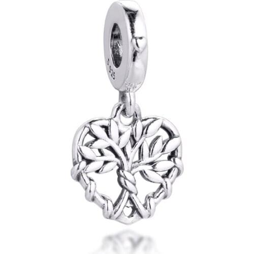DIY Fits for Pandora Charms Bracelets Heart Family Tree Beads 100% 925 Sterling-Silver-Jewelry Free Shipping