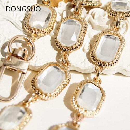 Designer beading diamond stone chain strap gold metal chain for handbag bag purse replacement Accessories Hardware high quality