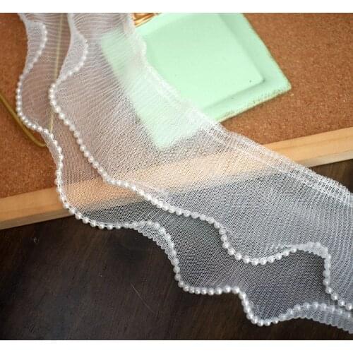 10meter double-layer pearl wave pleated mesh decorative lace handmade DIY transformation doll dress skirt