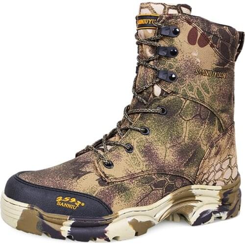 Breathable Mesh Waterproof Oxford Camo Antiskid Shoes Spring Outdoor Hunting Hiking Climbing Army Training Tactical High Boots