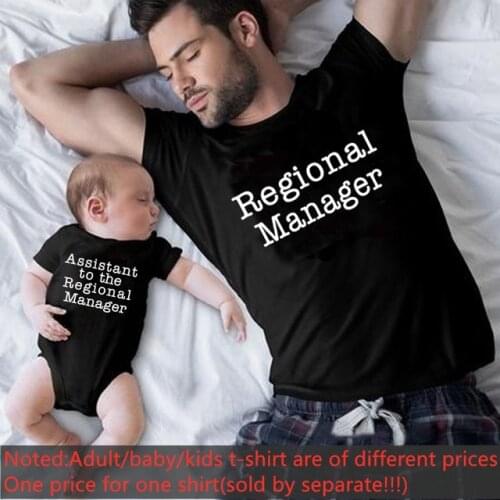 Family Matching Clothes Regional Manager Assistant to The Regional Manager Funny Daddy Mommy and Me Tops Fathers Day Shirts 1PC
