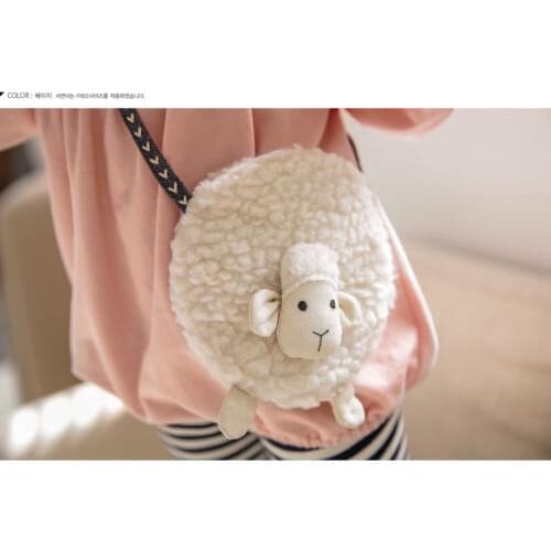 2020 Hot New Style Toddler Girls Cute Sheep Shape Crossbody Bag Mini Coin Purse Wallet Crossbody Bag Plush Soft Sweet Purses