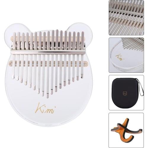 Kalimba Acrylic 17 Key Transparent Thumb Piano Mbira Sanza with Tuner Hammer Holder Kalimba Case Christmas Gift