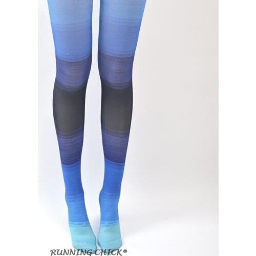 Gradient Color Blue Striped Pantyhose