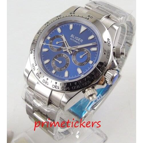Luxury automatic mens watch 39mm blue dial sapphire glass date and week indicator function mental strap