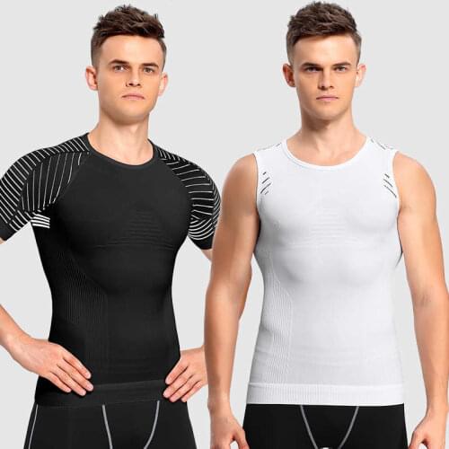 Men Workout GYM Fitness Tops Tee Sport Run Yoga Train Male Quick Dry Compression Exercise Muslce Bodybuilding T Shirt Vest MA69