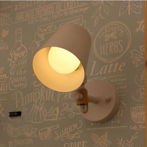 Nordic Style Wall Lamp Bedroom Bedside Lamp Japanese Simple Fashion Modern Single Study Aisle Black and White Iron led lighting