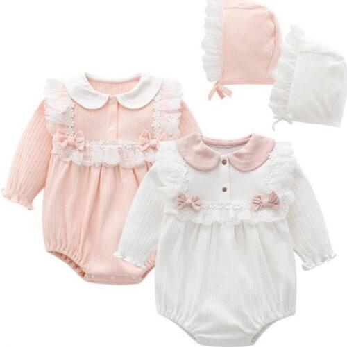 New Spring Baby Girls Clothes Princess Bodysuits 2021 Korean Style Jumpsuits 0-18 Months Long Sleeve Clothing Ins Cotton Infant