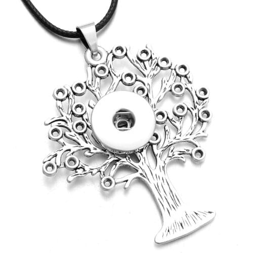 New Snap Jewelry Owl Tree Of Life Pendants Snap Button Necklace with Chains fit 12mm Or 18mm Snap Button Jewelry For Women