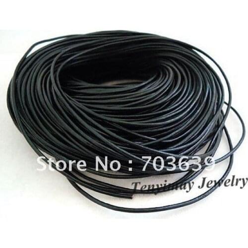 Wholesale 25m 5mm Black Geguine Leather Cords For Necklace DIY Free Shipping