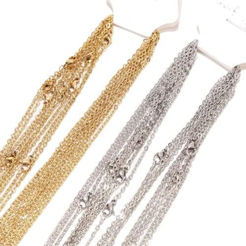 10pcs Gold/Steel Tone Stainless Steel Rolo Cable Chain Necklace 1.5mm/2mm Necklaces For DIY Jewelry Necklaces Making Findings