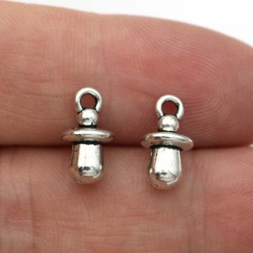 JAKONGO Antique Silver Plated Nipple Charms for Jewelry Making Bracelet Findings DIY Accessories 12x6mm 10pcs/lot