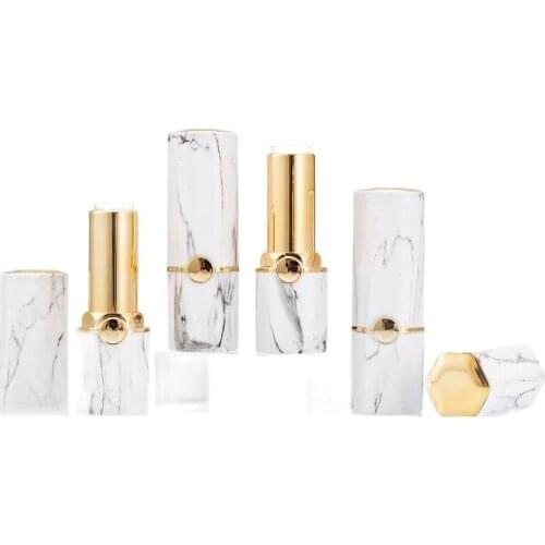 12.1mm Empty Lipstick Tube Six Sides Marbling Lip Balm Container Lip Stick Tube Plastic Cosmetic Packaging Container 30pcs/lot