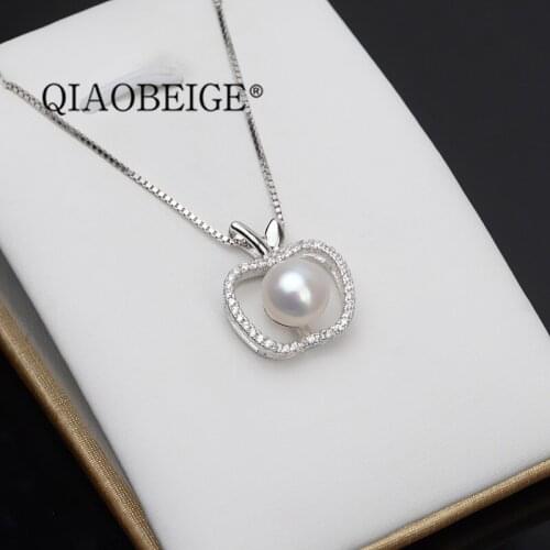 QIAOBEIGE DIY 925 Stering Silver Apple shaped pearl Pendant best gift for girl wholesales and retails are welcomed