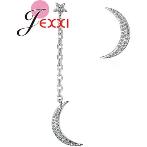 Luxurious Top Quality Bright Austrian Crystal Pure 925 Silver Special Moon Shape Earrings Crystal Jewelry For Women Gift