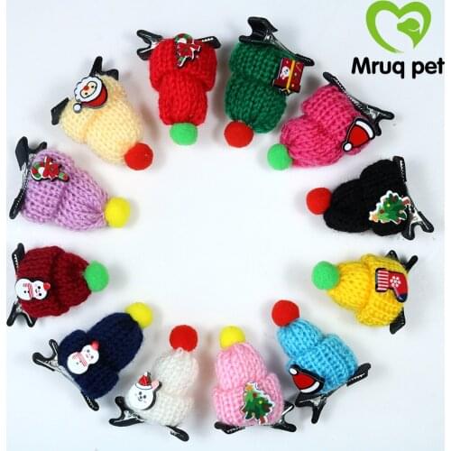 50PCS Cute Christmas Pet Dog Cat Hair Clips Wool with Glassess Caps Dog Accessories Dog Grooming Pet Supplies