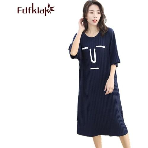Sexy Sleepwear XXXL Summer Nighties For Women Night Clothes Sleeping Dress Short Sleeve Cotton Nightgowns Plus Size Fdfklak