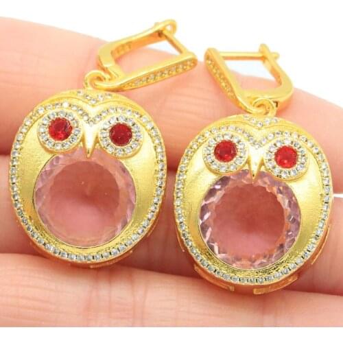 37x23mm Delicate Fine Cut Silver Pendant for Women Created Pink Morganite Paris Blue Topaz CZ Eye Catching Fine Jewelry