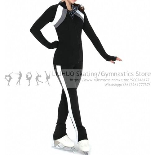 Figure Skating pants Jackets Girls White Grey skating Practise wear Women Skiing ice skating pants for training Jackets