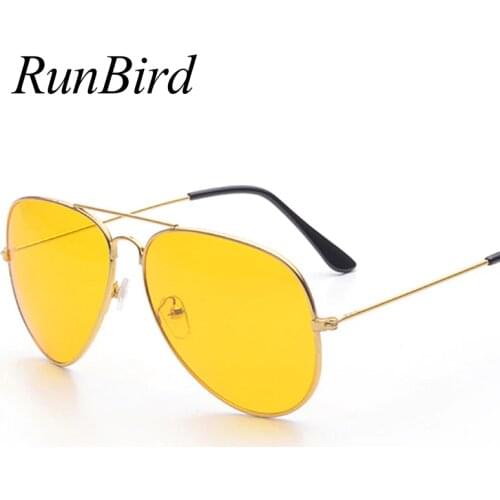 RunBird Pilot Night Vision Sunglasses Men Women Goggles Glasses UV400 Sun Glasses Driver Night Driving Eyewear 1298R